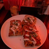 Vegan Sicilian Pizza with Creamy Cashew Cheese at Strange Town in Milwaukee