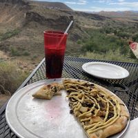 The roasted garlic and truffle pizza with cashew cheese   at River Rock Roasting Company in La Verkin