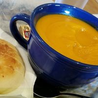 Vegan Sweet Potato & Jalapeno soup at River Rock Roasting Company in La Verkin