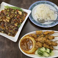 Tofu, satay, ricee  at Yi Xin Vegetarian 一心素食 in Central Singapore