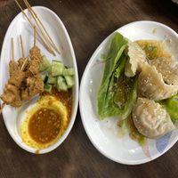 Satay sticks and dumplings  #Veganuary at Yi Xin Vegetarian 一心素食 in Central Singapore