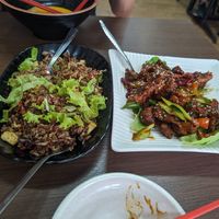 Brown fried rice and monkey mushrooms at Yi Xin Vegetarian 一心素食 in Central Singapore