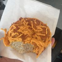 Vegan pizza bun at The Gluten Free Epicurean in Vancouver