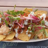 Vegan nachos with jack fruit at Eden Project in St Austell