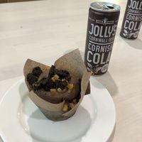 Chocolate orange muffin from cafe near main entrance  at Eden Project in St Austell