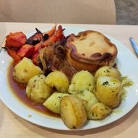 Eden pie with potatoes, roast veg & gravy at Eden Project in St Austell