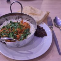 Squash curry with mango chutney & poppadom at Eden Project in St Austell