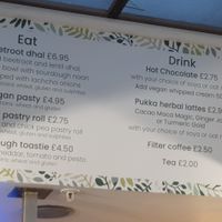Menu at the Vegan Kitchen.  (may be temporary - unclear) at Eden Project in St Austell