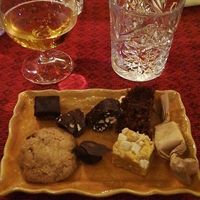 Desert table during Christmas smorgasbord at Fröjdas in Stockholm