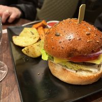 Black bean burger   at Wulf & Lamb Chelsea in London