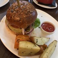 Dry & bland burger. Fries were tasty but few  at Wulf & Lamb Chelsea in London