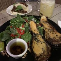 Glazed miso aubergine  at Wulf & Lamb Chelsea in London