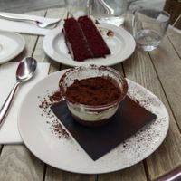 Red Velvet cake and tiramisu at Wulf & Lamb Chelsea in London
