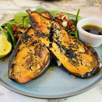 Glazed Miso Aubergine  at Wulf & Lamb Chelsea in London