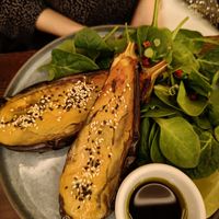 Glazed miso aubergine at Wulf & Lamb Chelsea in London
