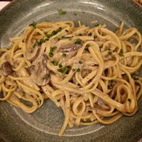 Chestnut mushroom creamy pasta at Wulf & Lamb Chelsea in London