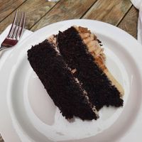 Salted caramel chocolate cake at Wulf & Lamb Chelsea in London