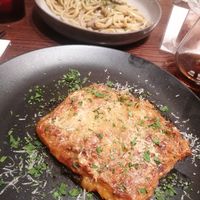 Creamy mushroom pasta and lasagna at Wulf & Lamb Chelsea in London