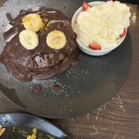 Chocolate pancakes  at Wulf & Lamb Chelsea in London