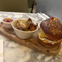 Truffle burgerr  at Wulf & Lamb Chelsea in London