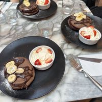 Chocolate pancakes   at Wulf & Lamb Chelsea in London