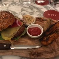 Burger and 3 chips at Wulf & Lamb Chelsea in London