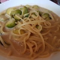 pasta with brussels sprouts in white wine cheese sauce at Wulf & Lamb Chelsea in London