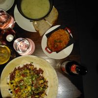 Buritto, potato-onion-soup, mac'n'cheese at Wulf & Lamb Chelsea in London
