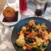 Mac and cheese side and roast veg with cheese   at Wulf & Lamb Chelsea in London