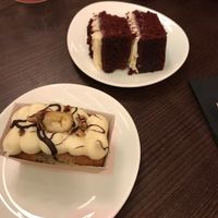 Red Velvet much better, the banana pie had too much cream at Wulf & Lamb Chelsea in London