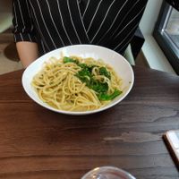 Creamy Linguine [£12.95] - White Wine and Parmesan sauce with some Broccolini at Wulf & Lamb Chelsea in London