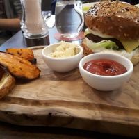 Burger with fries!! at Wulf & Lamb Chelsea in London