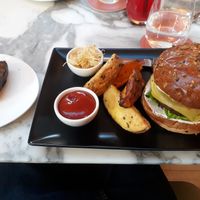 Wulf Burger with toasted ginger bread at Wulf & Lamb Chelsea in London