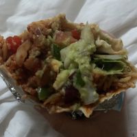 Inside the burrito - bean chilli, fajita veg, Mexican rice and extra guac  at Boojum - Hanover Quay in Dublin