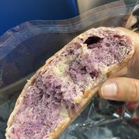 Inside of purple sweet potato and taro bread: very dense at Han Ji Pang  in Tainan