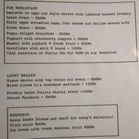 menu at The Cafe With No Name in Kathmandu