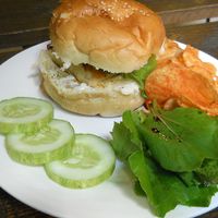 Tofu Burger at The Cafe With No Name in Kathmandu