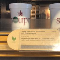 Vegan soup carrot and coriander at NCE - Pret a Manger - T1 in Nice