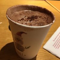 Hot chocolate with soy milk at Pret A Manger - Le Peletier in Paris