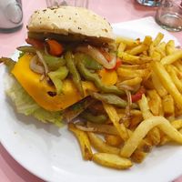 Vegan burger and fries at HD Diner - Chatelet in Paris