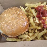 Vegan burger and fries, yummy! at HD Diner - Chatelet in Paris