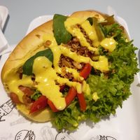 Large hotdog at Krowarzywa in Wroclaw