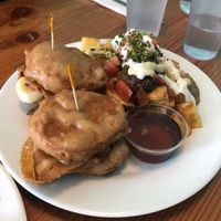 These french toast sliders were insanely good, we would get the recipe or just buy them every day if we lived local- the Chilli Cheese fries were also amazing at The Hogtown Vegan in Toronto