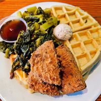 Chicken and waffles at The Hogtown Vegan in Toronto