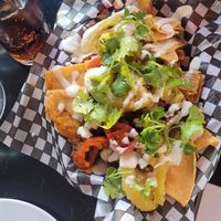 soy 🐷 loaded nachos at The Hogtown Vegan in Toronto