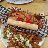 Phillies cheese-steak and supremacy fries at The Hogtown Vegan in Toronto
