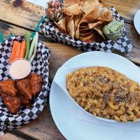 Mac and buffalo wings at The Hogtown Vegan in Toronto