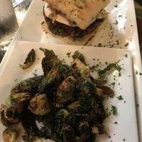 Vegan version of the bacon chicken artichoke sandwich with Brussels  at Brixens in Albuquerque