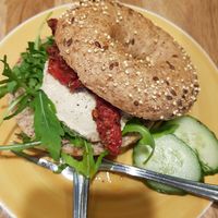 Hummus Bagel at Bagels & Beans in Venlo