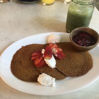 Vegan hot cakes at Choux Choux Cafe in Playa Del Carmen